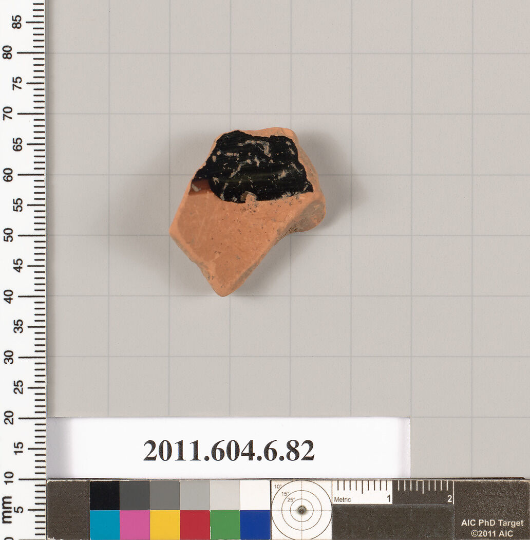 Terracotta fragment of an undetermined shape, Terracotta, Greek, Attic 