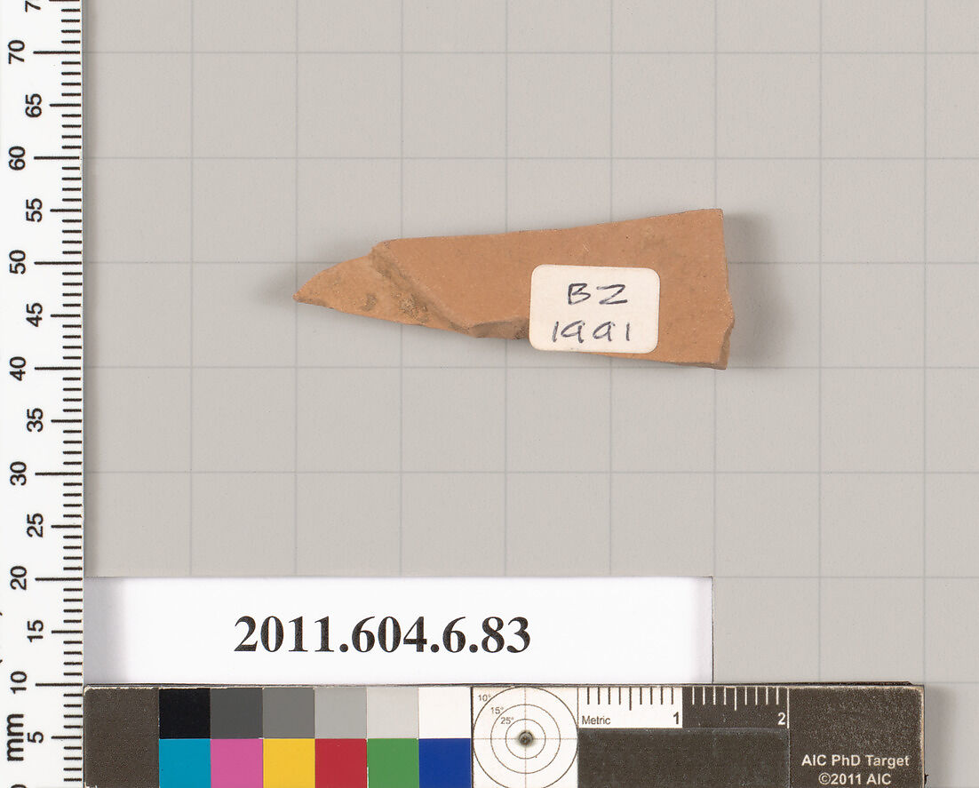 Terracotta fragment of an undetermined shape, Terracotta, Greek, Attic