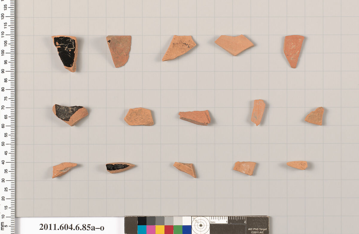 Terracotta fragments of undetermined shapes, Terracotta, Greek, Attic