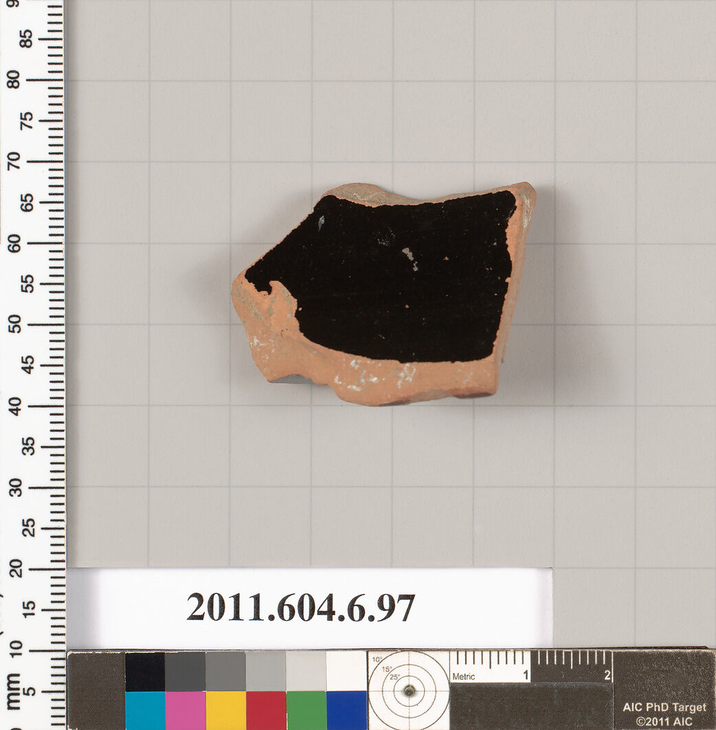 Terracotta fragment of a skyphos (deep drinking cup)?, Terracotta, Greek, Attic 