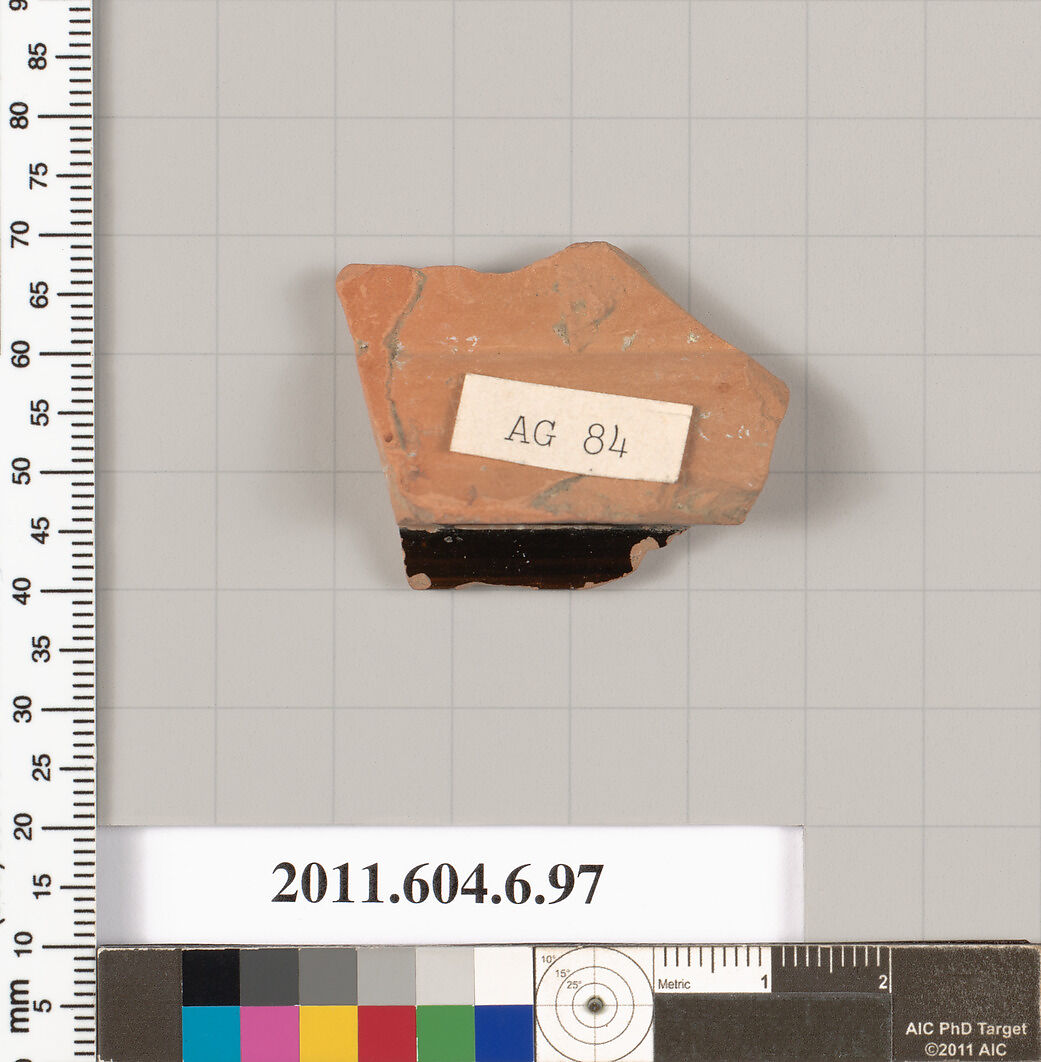 Terracotta fragment of a skyphos (deep drinking cup)?, Terracotta, Greek, Attic