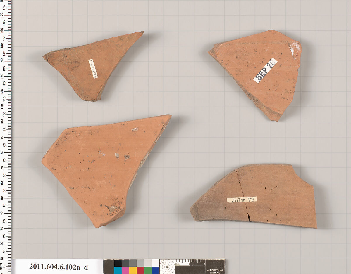 Terracotta fragments of closed shapes, Terracotta, Greek, Attic