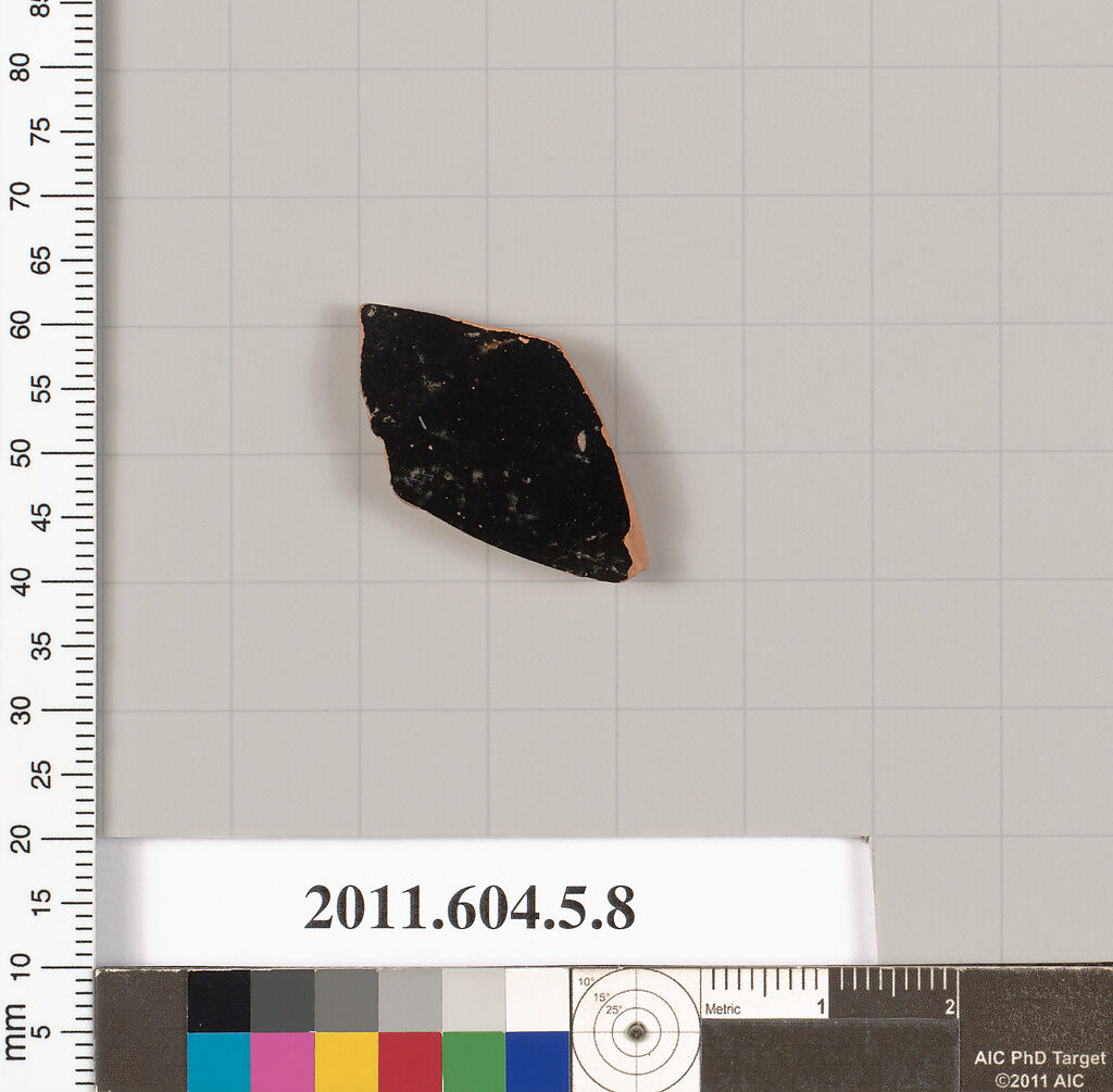 Terracotta fragment of a kylix (drinking cup), Terracotta, Greek, Attic