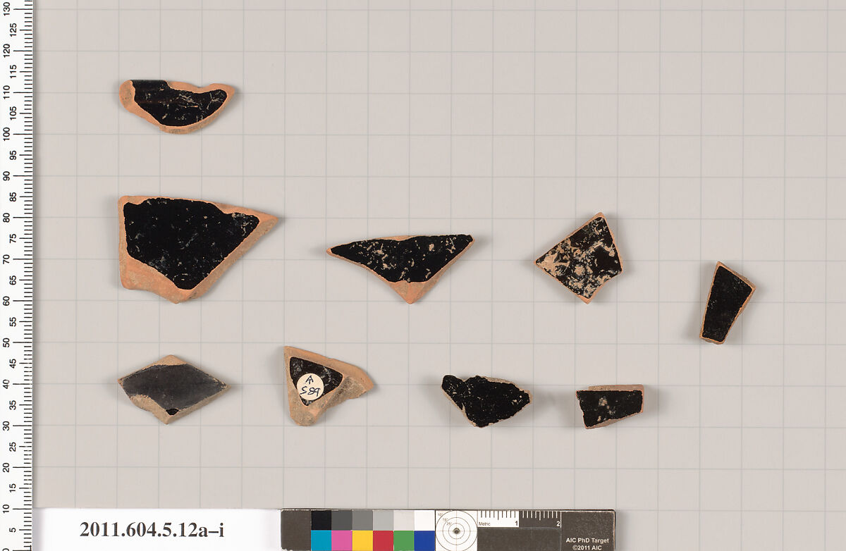 Terracotta fragments of kylikes (drinking cups), Terracotta, Greek, Attic