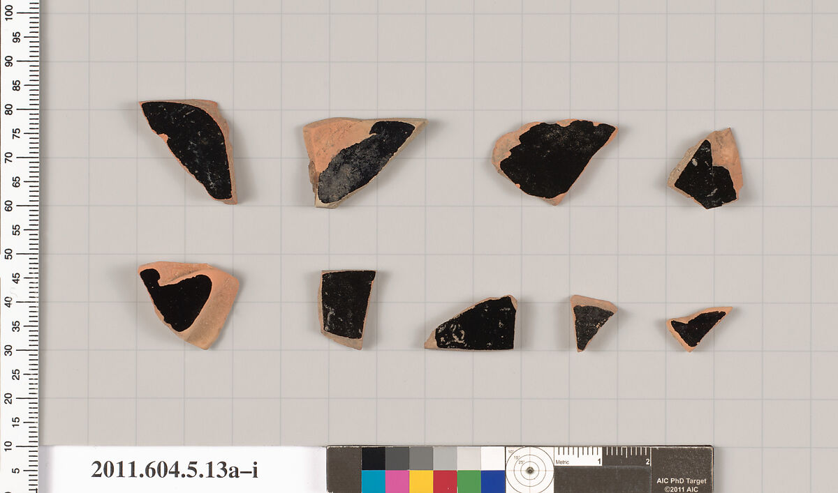 Terracotta fragments of kylikes (drinking cups), Terracotta, Greek, Attic