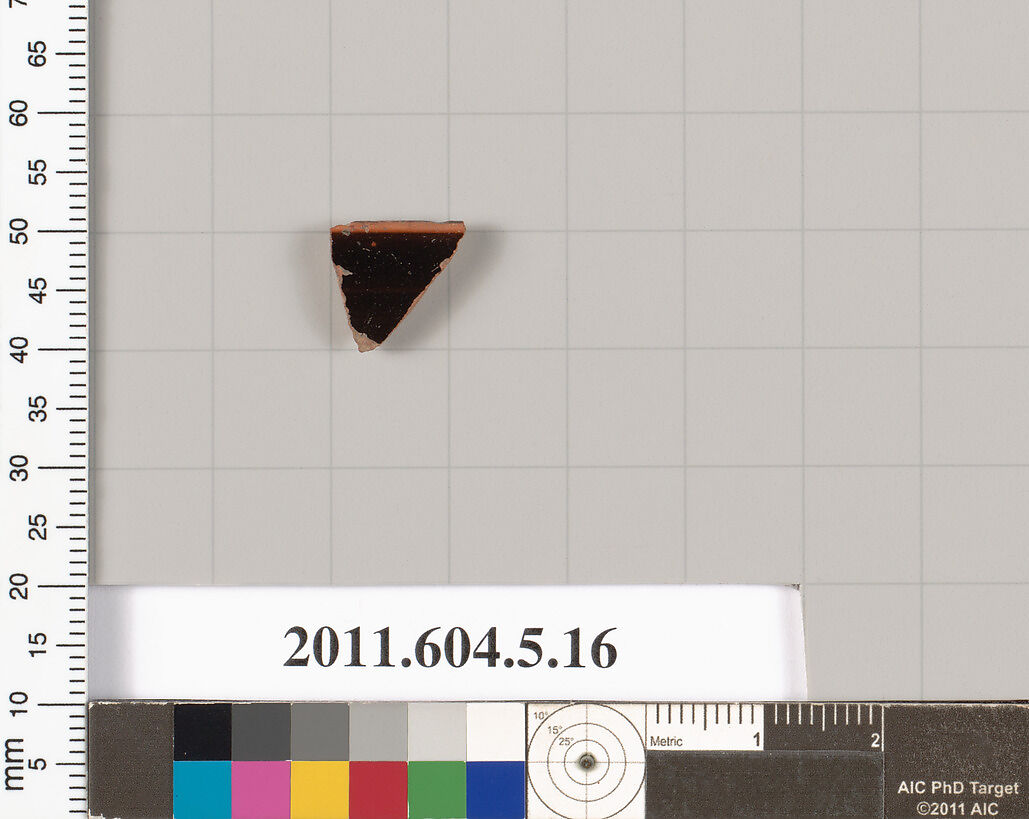 Terracotta rim fragment of a kylix (drinking cup), Terracotta, Greek, Attic