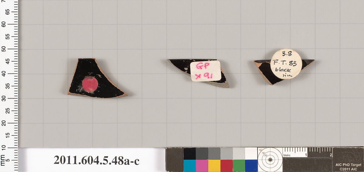 Terracotta rim fragments of kylikes (drinking cups), Terracotta, Greek, Attic