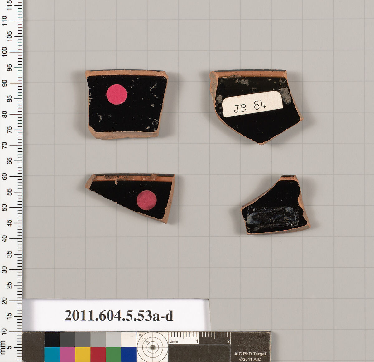 Terracotta rim fragments of kylikes (drinking cups), Terracotta, Greek, Attic