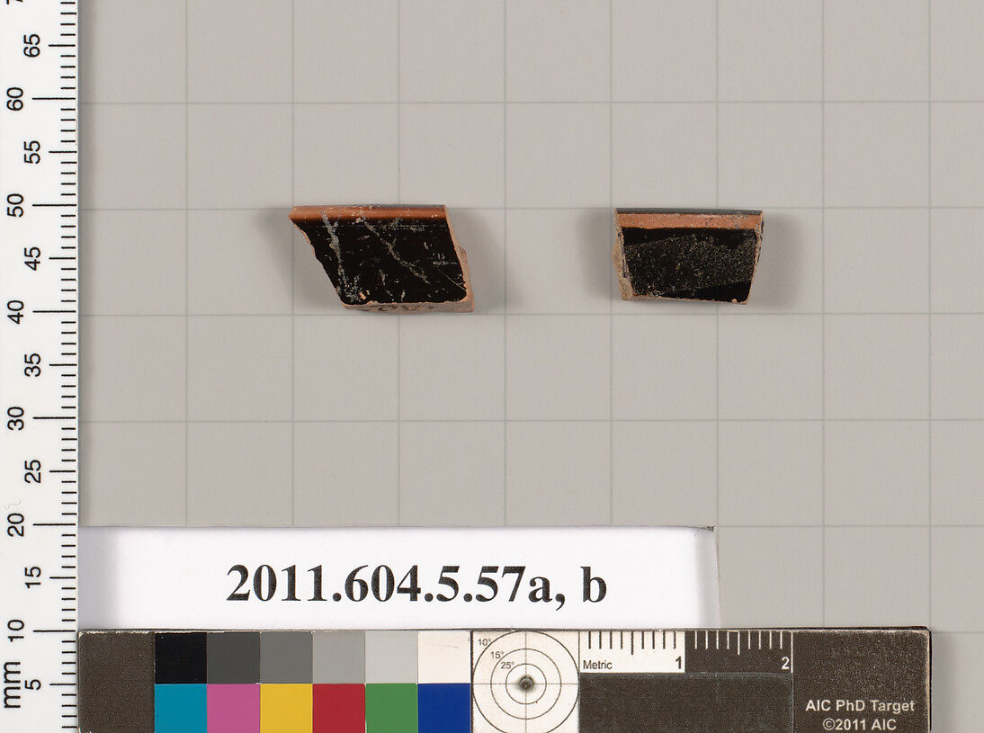 Terracotta rim fragments of kylikes (drinking cups), Terracotta, Greek, Attic