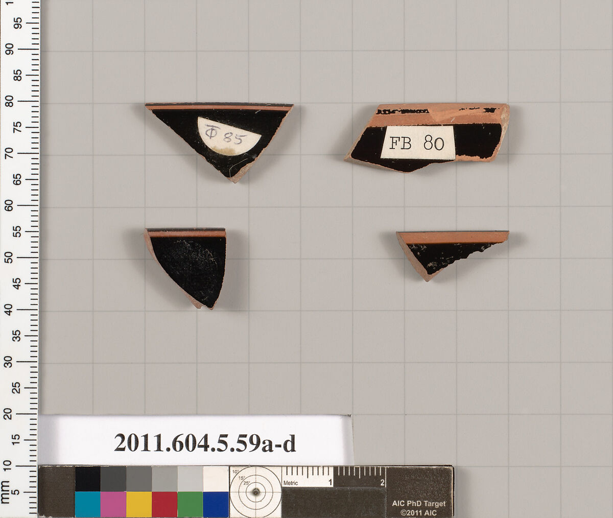 Terracotta rim fragments of kylikes (drinking cups), Terracotta, Greek, Attic