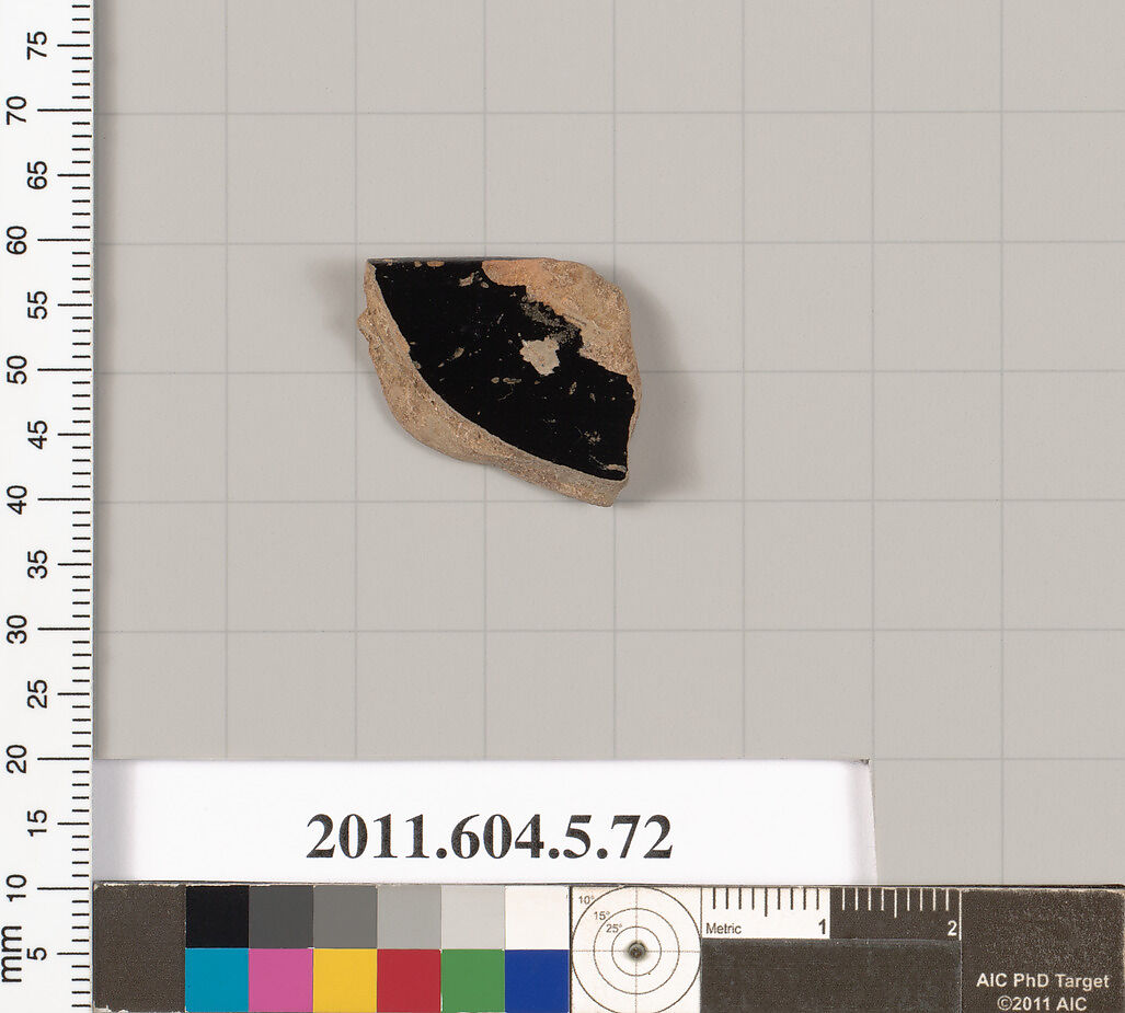 Terracotta rim fragment of a kylix (drinking cup), Terracotta, Greek, Attic