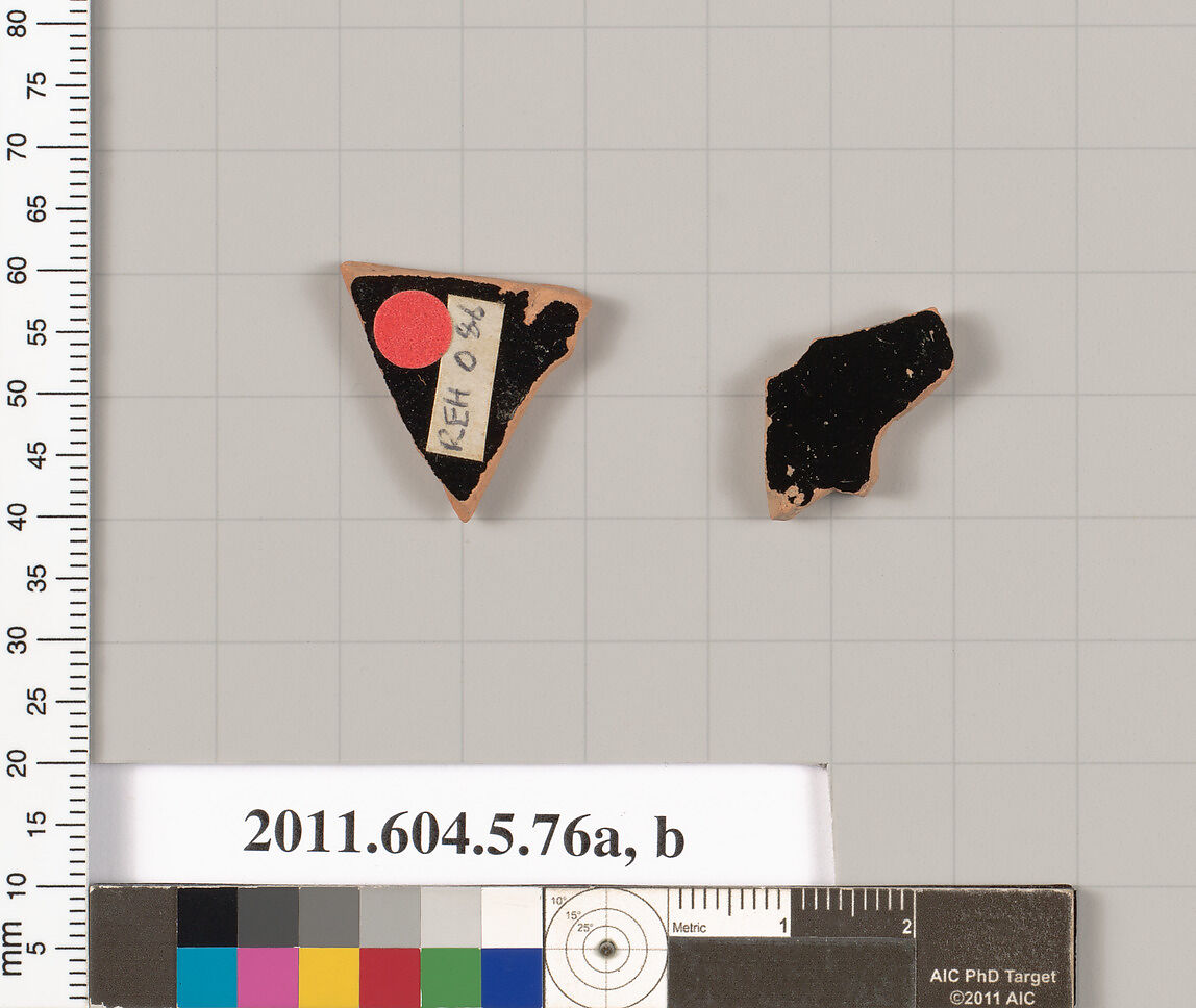 Terracotta fragments of kylikes (drinking cups), Terracotta, Greek, Attic