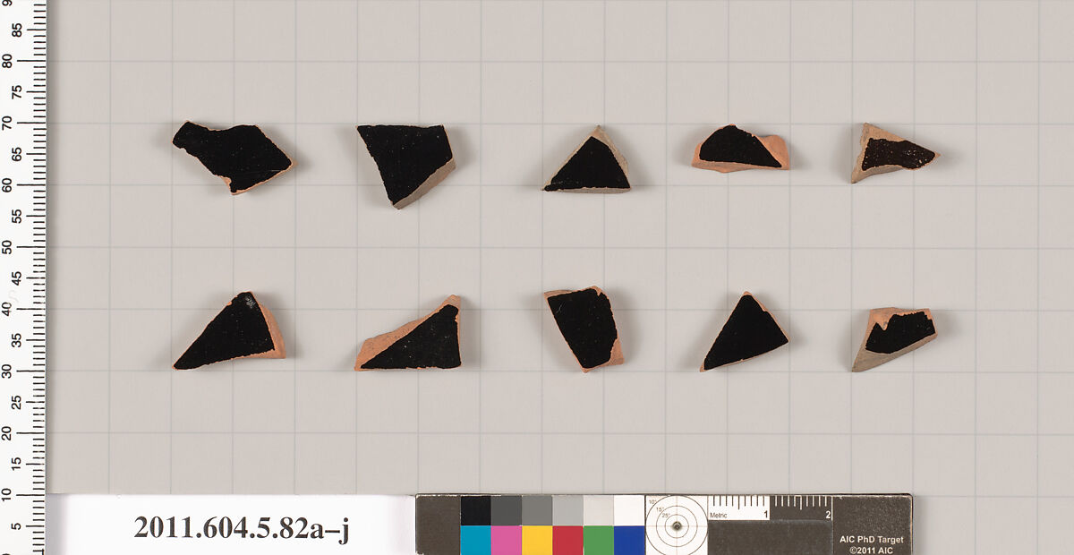 Terracotta fragments of kylikes (drinking cups), Terracotta, Greek, Attic