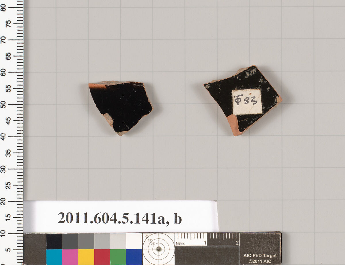 Terracotta fragments of kylikes (drinking cups), Terracotta, Greek, Attic