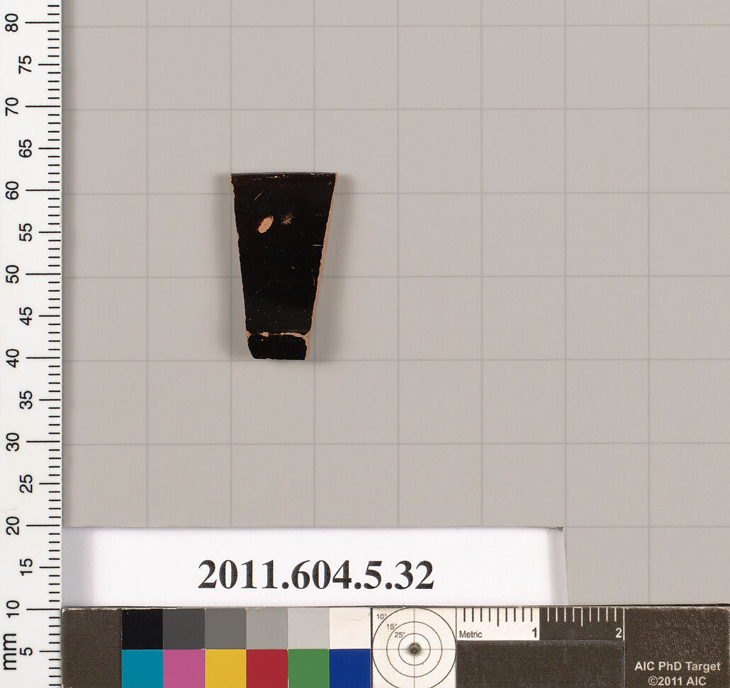 Terracotta rim fragment of a kylix (drinking cup), Terracotta, Greek, Attic 