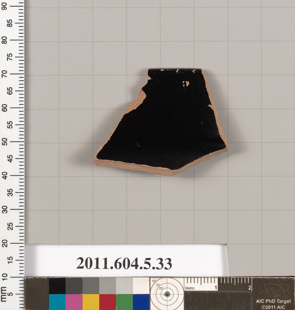 Terracotta rim fragment of a kylix (drinking cup), Terracotta, Greek, Attic