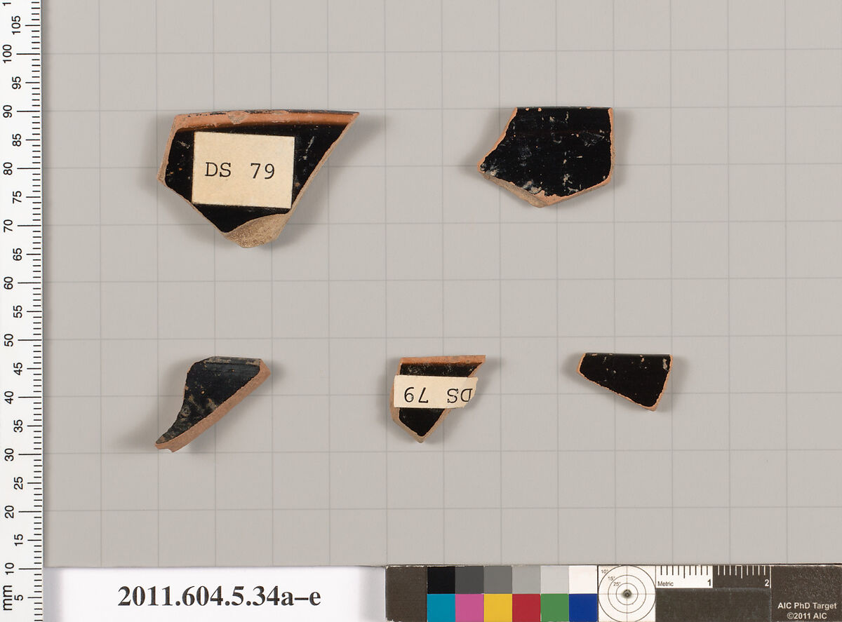 Terracotta rim fragments of kylikes (drinking cups), Terracotta, Greek, Attic