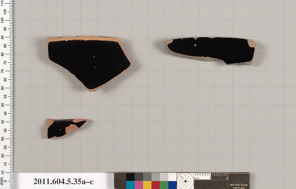 Terracotta rim fragments of kylikes (drinking cups), Terracotta, Greek, Attic