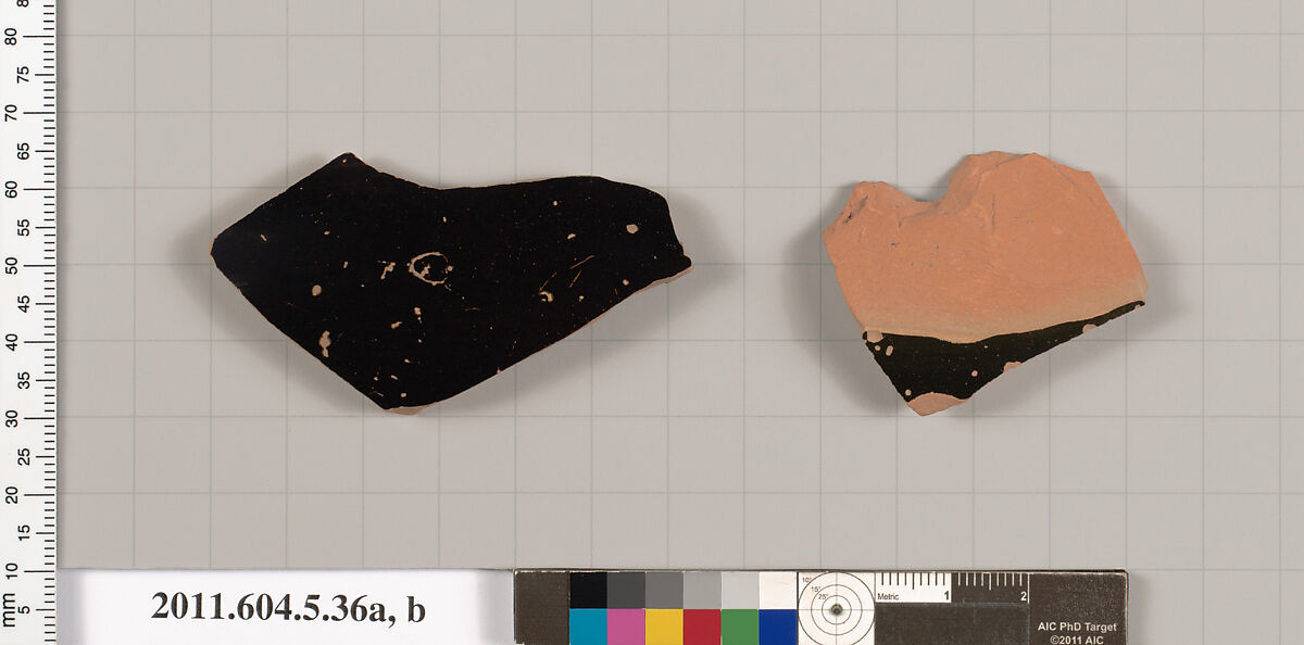 Terracotta fragments of kylikes (drinking cups), Terracotta, Greek, Attic