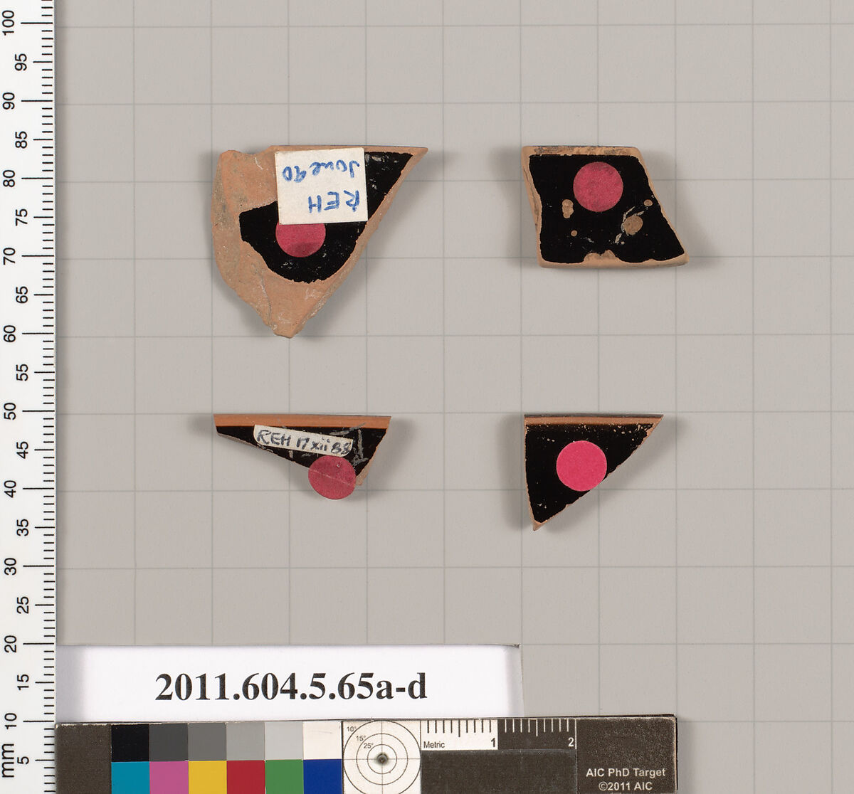 Terracotta rim fragments of kylikes (drinking cups), Terracotta, Greek, Attic