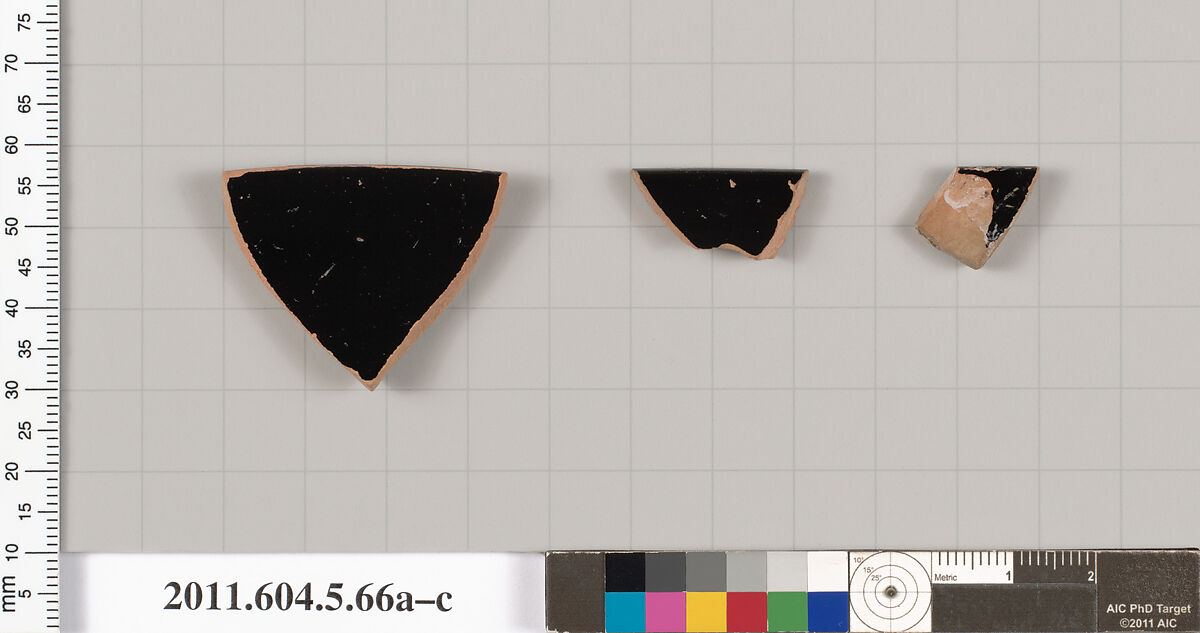 Terracotta rim fragments of kylikes (drinking cups), Terracotta, Greek, Attic
