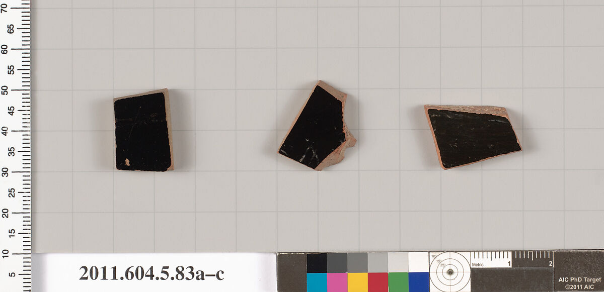 Terracotta fragments of kylikes (drinking cups), Terracotta, Greek, Attic