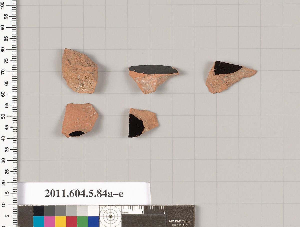 Terracotta fragments of kylikes (drinking cups), Terracotta, Greek, Attic