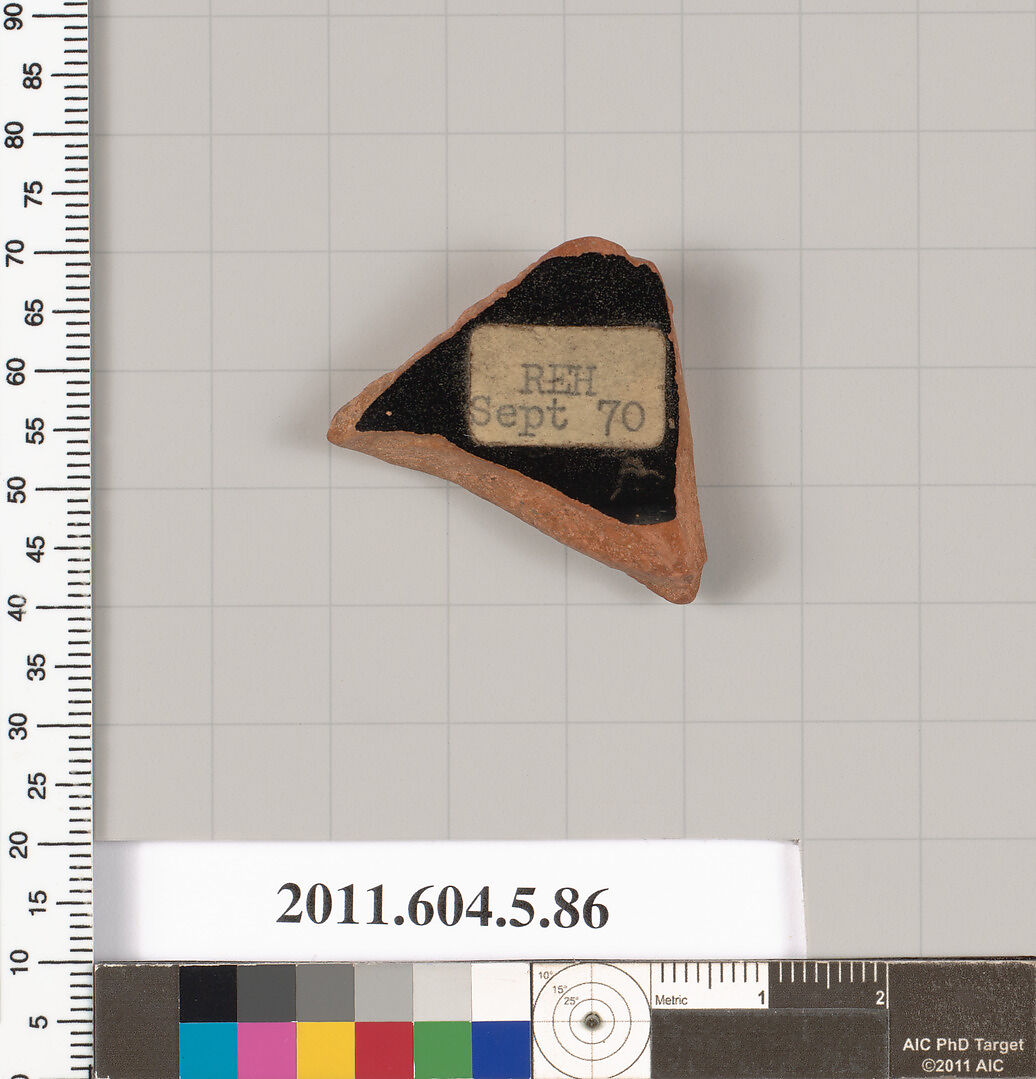 Terracotta fragment of a kylix (drinking cup), Terracotta, Greek, Attic
