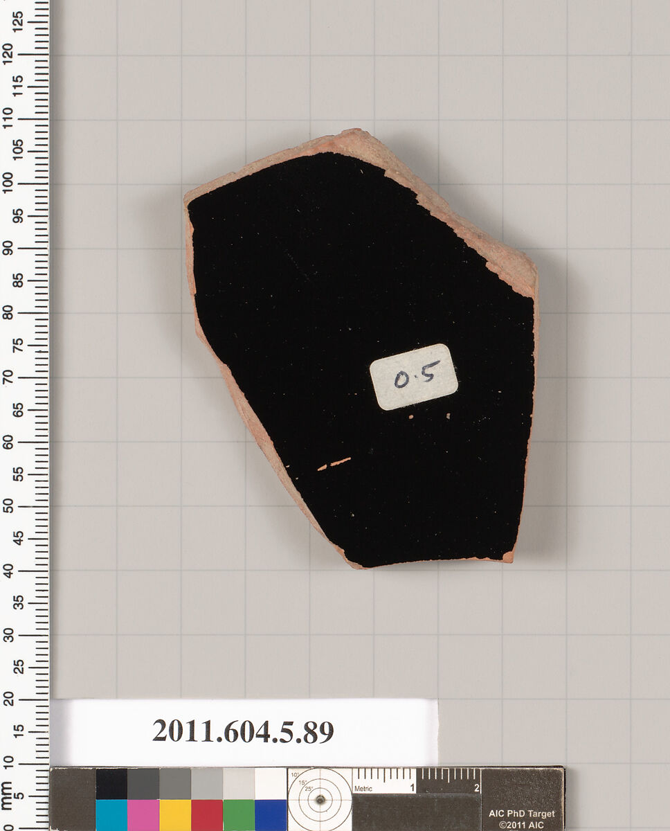 Terracotta fragment of a kylix (drinking cup), Terracotta, Greek, Attic
