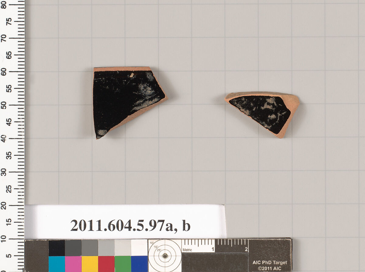 Terracotta fragments of kylikes (drinking cups), Terracotta, Greek, Attic