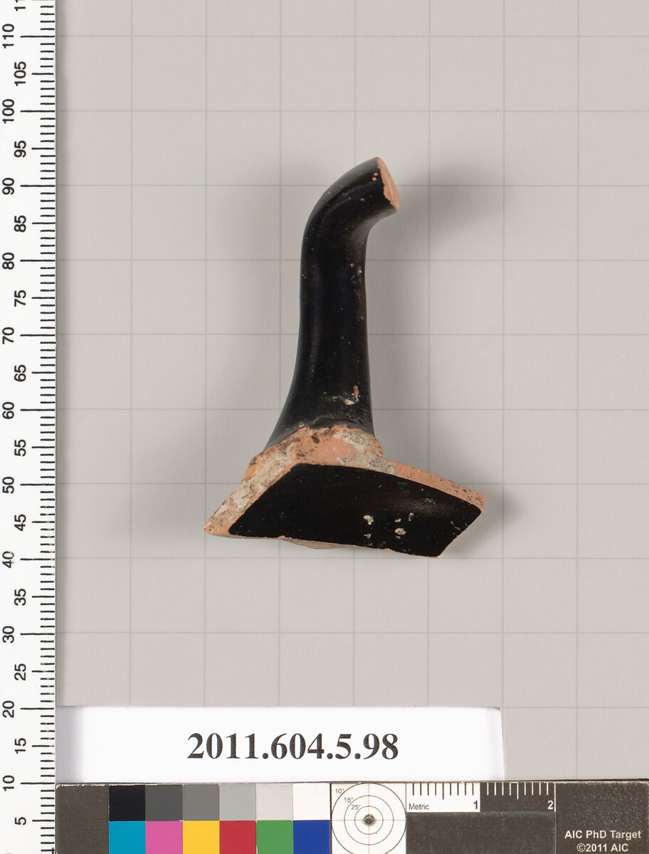 Terracotta fragment of a stemless kylix (drinking cup)?, Terracotta, Greek, Attic