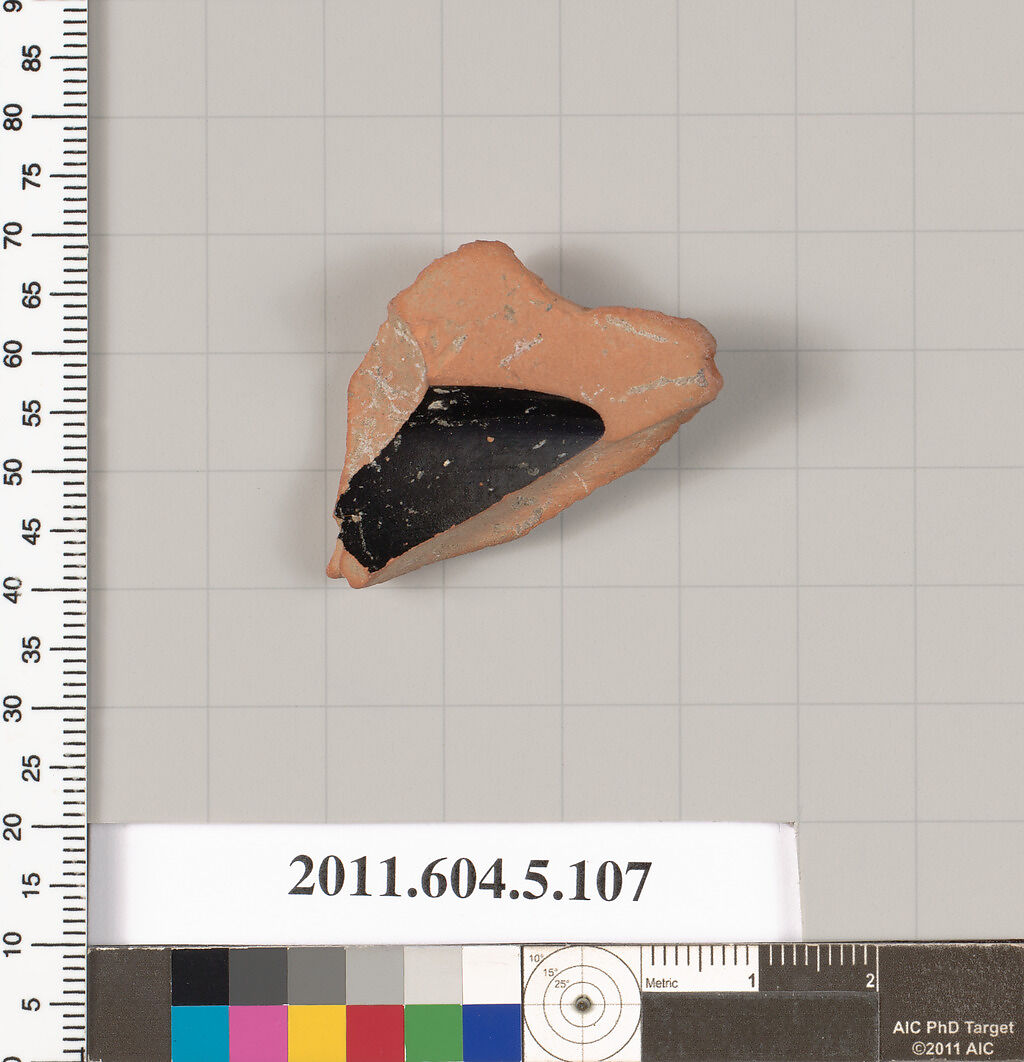 Terracotta fragment of a stemless kylix (drinking cup)?, Terracotta, Greek, Attic