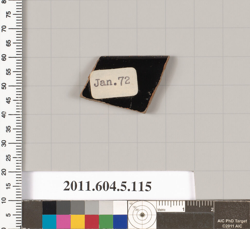 Terracotta rim fragment of a stemless kylix (drinking cup)?, Terracotta, Greek, Attic