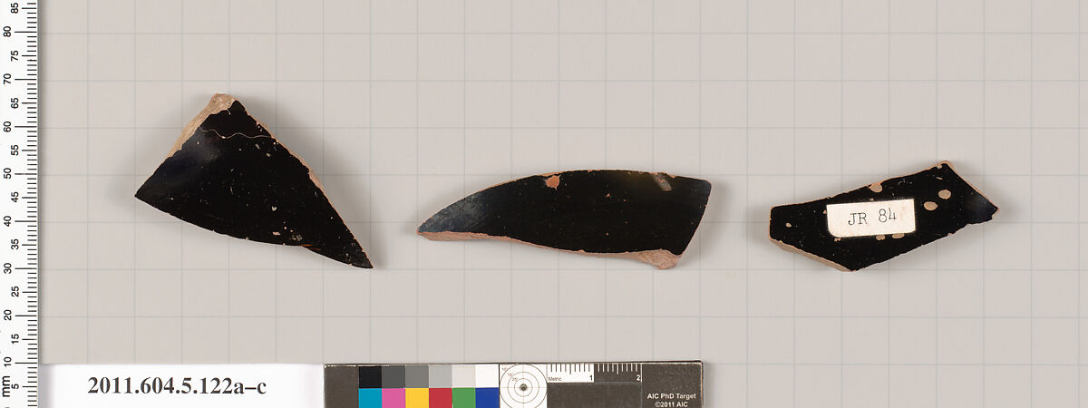 Terracotta fragments of stemless kylikes (drinking cups)?, Terracotta, Greek, Attic