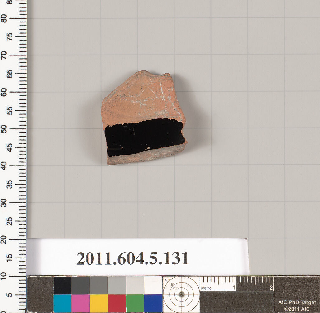 Terracotta fragment of a stemless kylix (drinking cup)?, Terracotta, Greek, Attic
