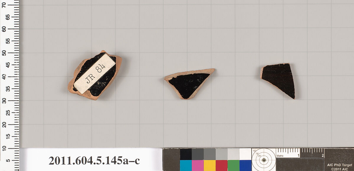 Terracotta fragments of kylikes (drinking cups), Terracotta, Greek, Attic