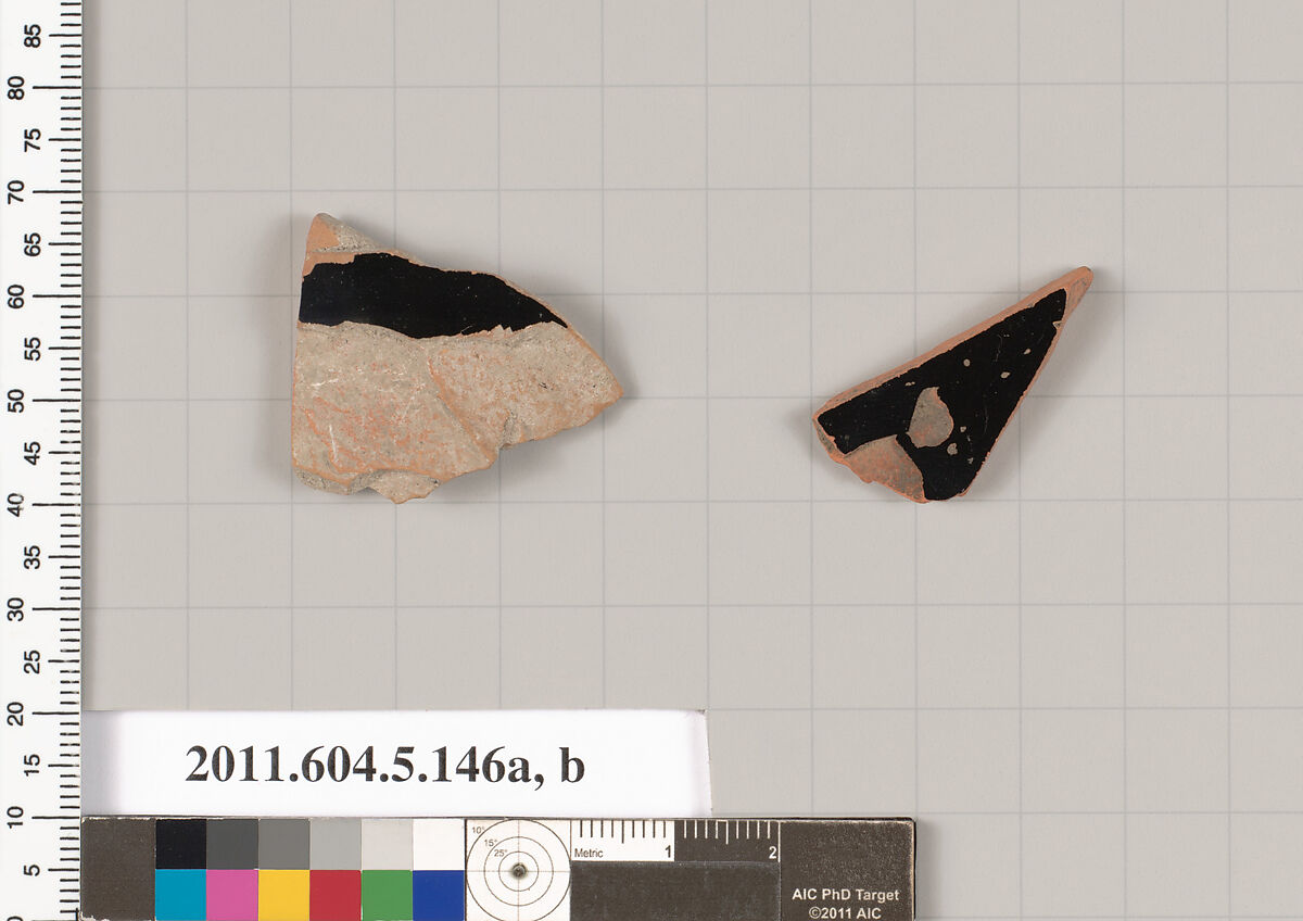 Terracotta fragments of kylikes (drinking cups), Terracotta, Greek, Attic
