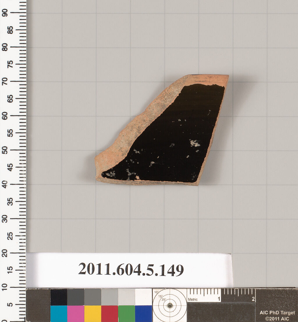 Terracotta rim fragment of a kylix (drinking cup), Terracotta, Greek, Attic 