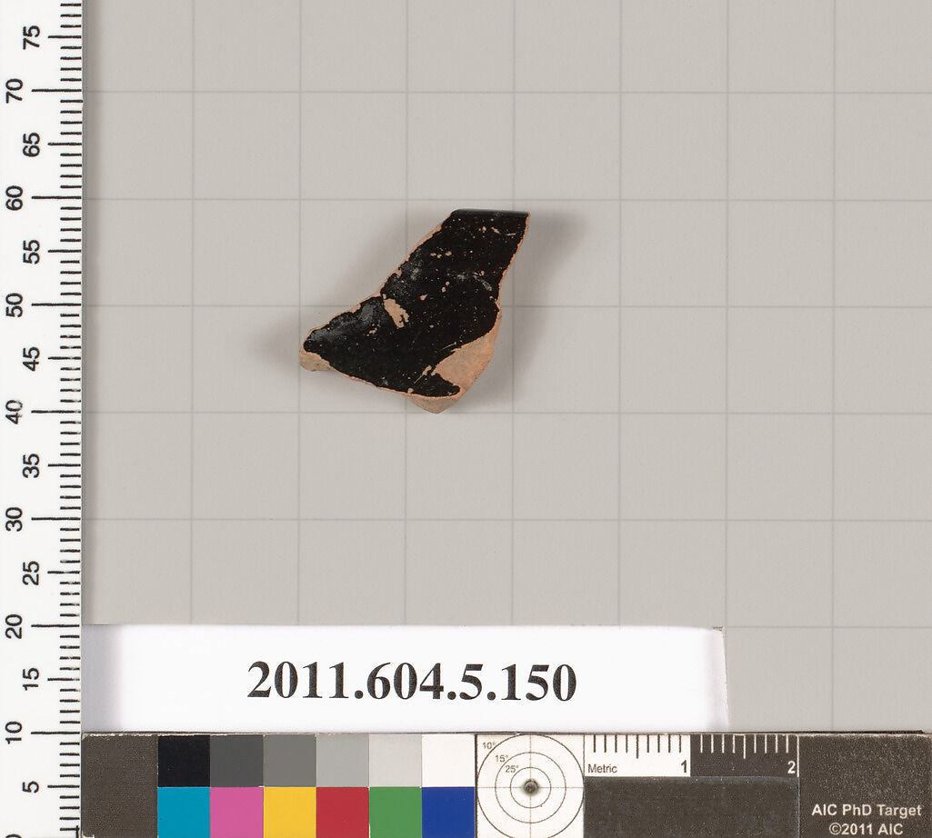 Terracotta rim fragment of a kylix (drinking cup), Terracotta, Greek, Attic