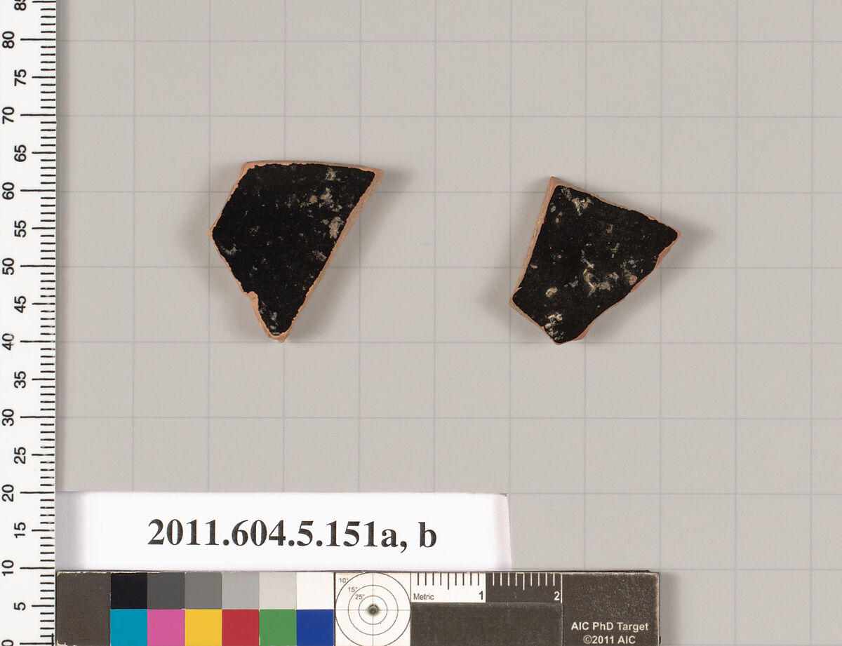 Terracotta fragments of kylikes (drinking cups), Terracotta, Greek, Attic