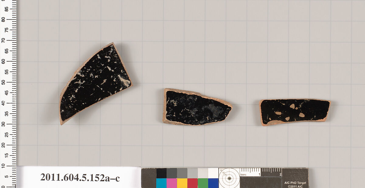 Terracotta fragments of kylikes (drinking cups), Terracotta, Greek, Attic