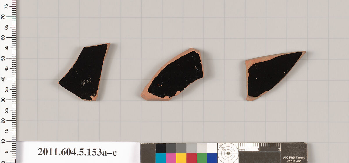 Terracotta fragments of kylikes (drinking cups), Terracotta, Greek, Attic