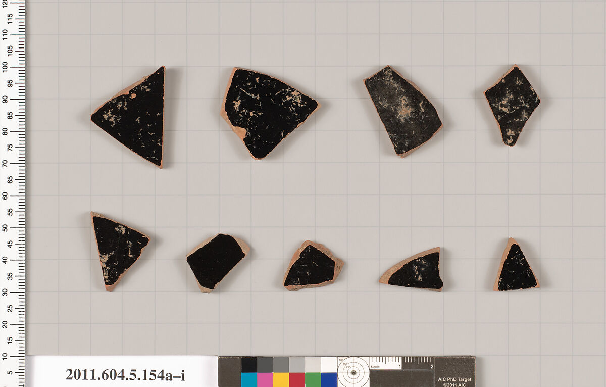 Terracotta fragments of kylikes (drinking cups), Terracotta, Greek, Attic