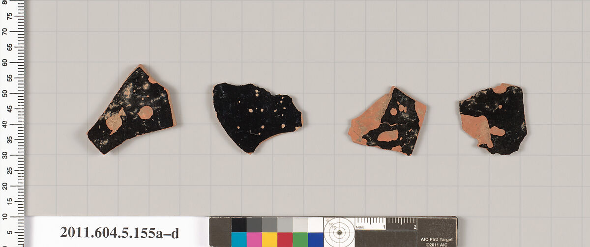 Terracotta fragments of kylikes (drinking cups), Terracotta, Greek, Attic