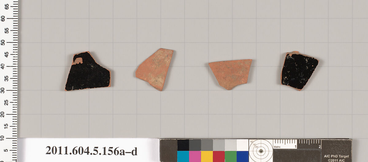 Terracotta fragments of kylikes (drinking cups), Terracotta, Greek, Attic