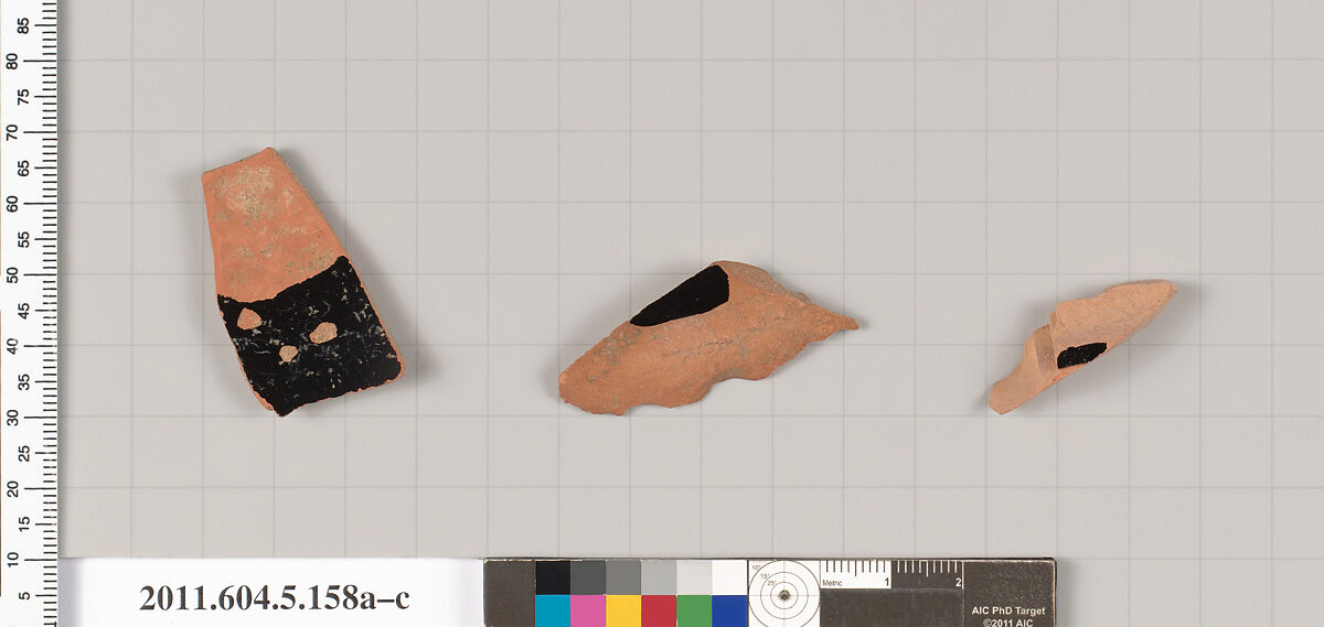 Terracotta fragments of kylikes (drinking cups), Terracotta, Greek, Attic