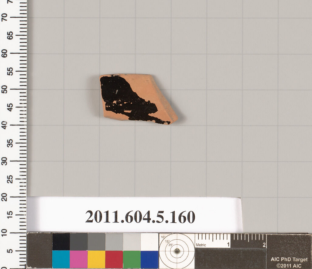 Terracotta rim fragment of a kylix (drinking cup)?, Terracotta, Greek, Attic