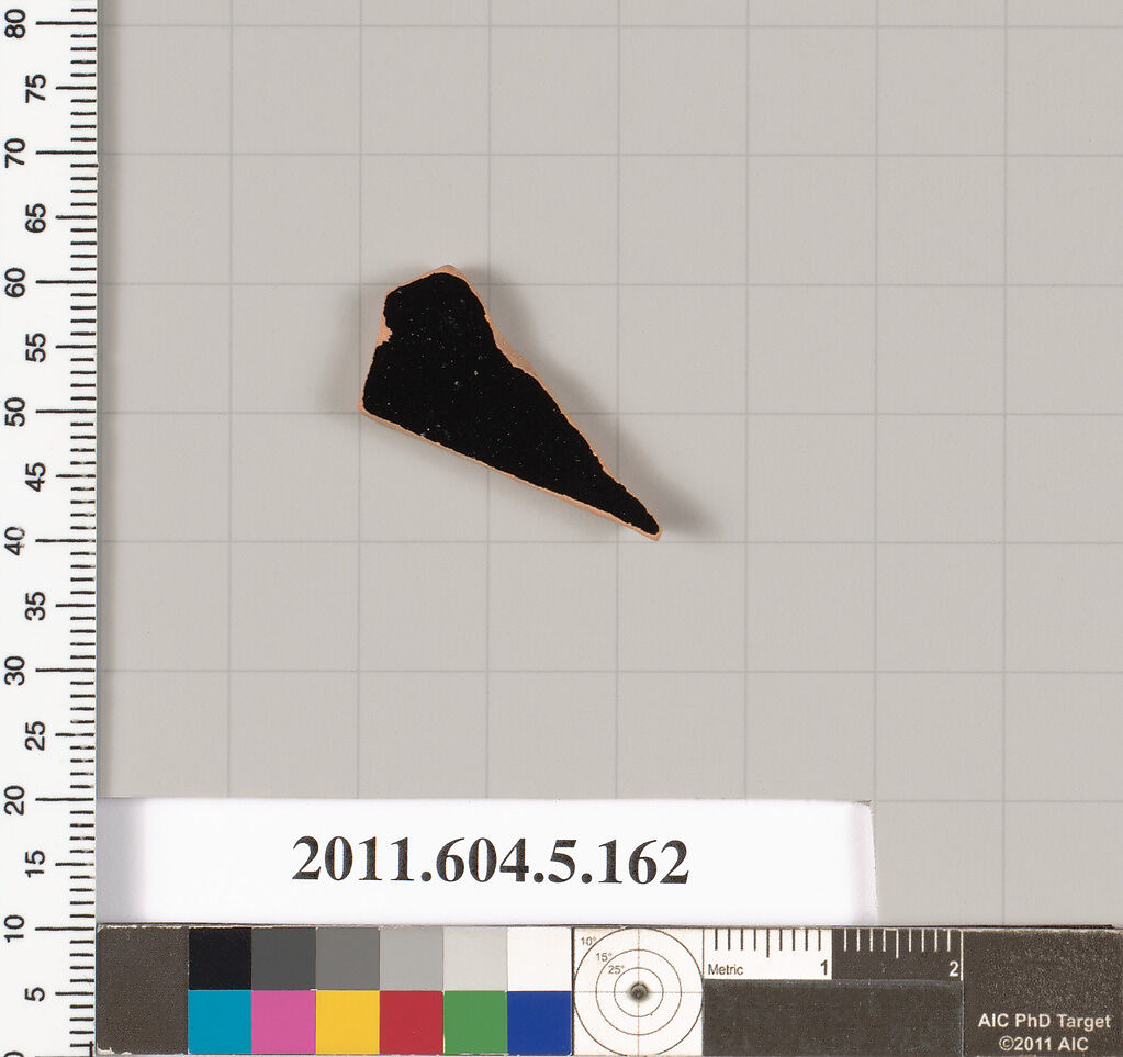 Terracotta fragment of a kylix (drinking cup), Terracotta, Greek, Attic