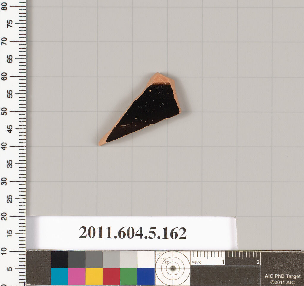 Terracotta fragment of a kylix (drinking cup), Terracotta, Greek, Attic