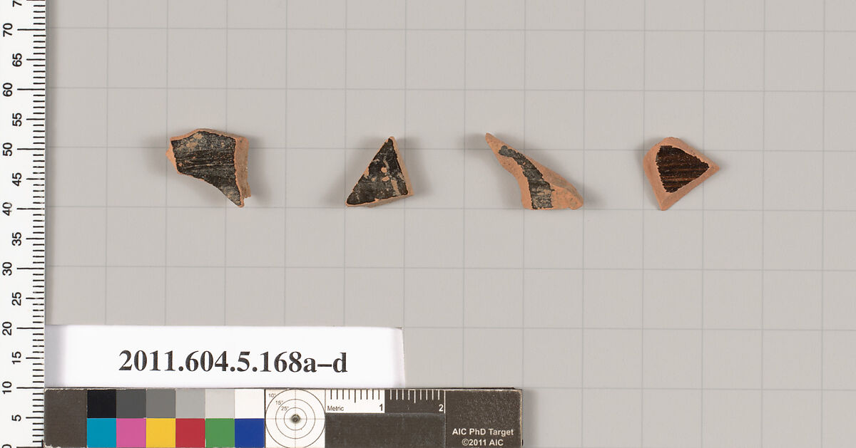 Terracotta fragments of kylikes (drinking cups), Terracotta, Greek, Attic